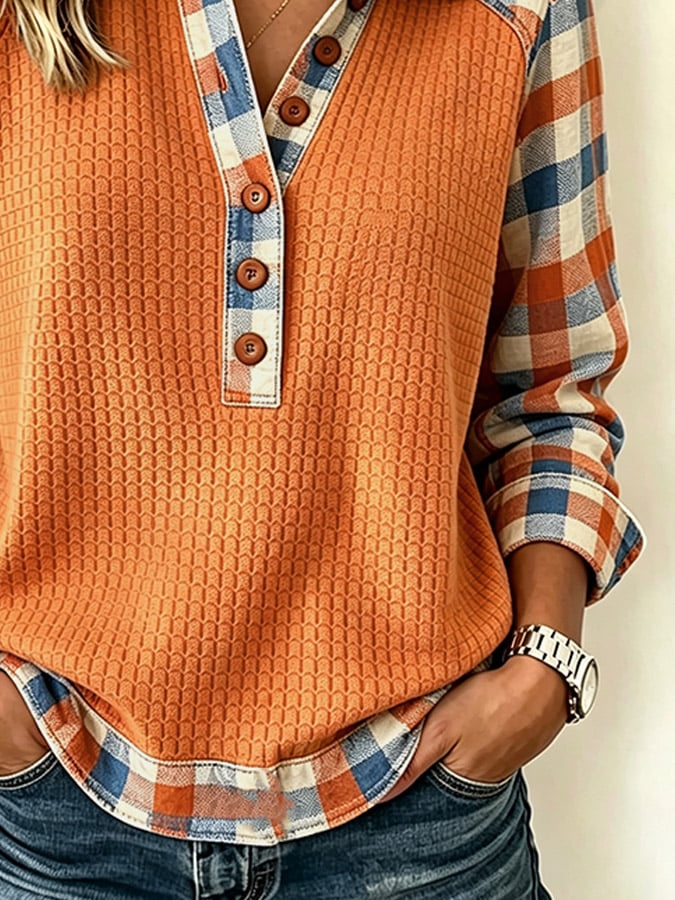 Women's Casual Plaid Print Top