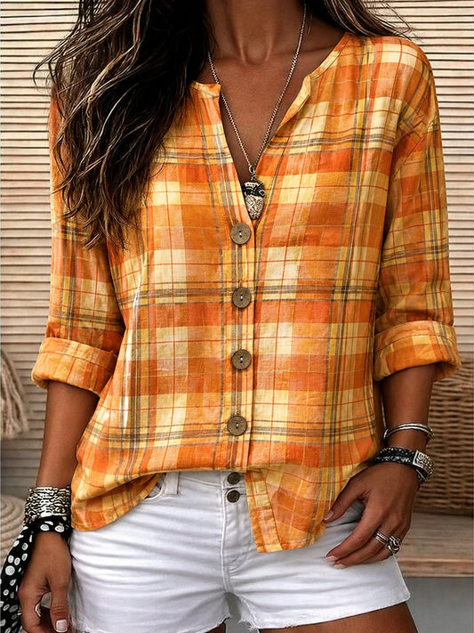 Women's Plaid Print Casual Shirt