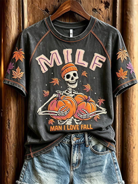 Women's Fall Funny Casual Graphic Print T-Shirt