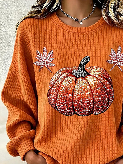 Women'S Casual Pumpkin Print Autumn Top