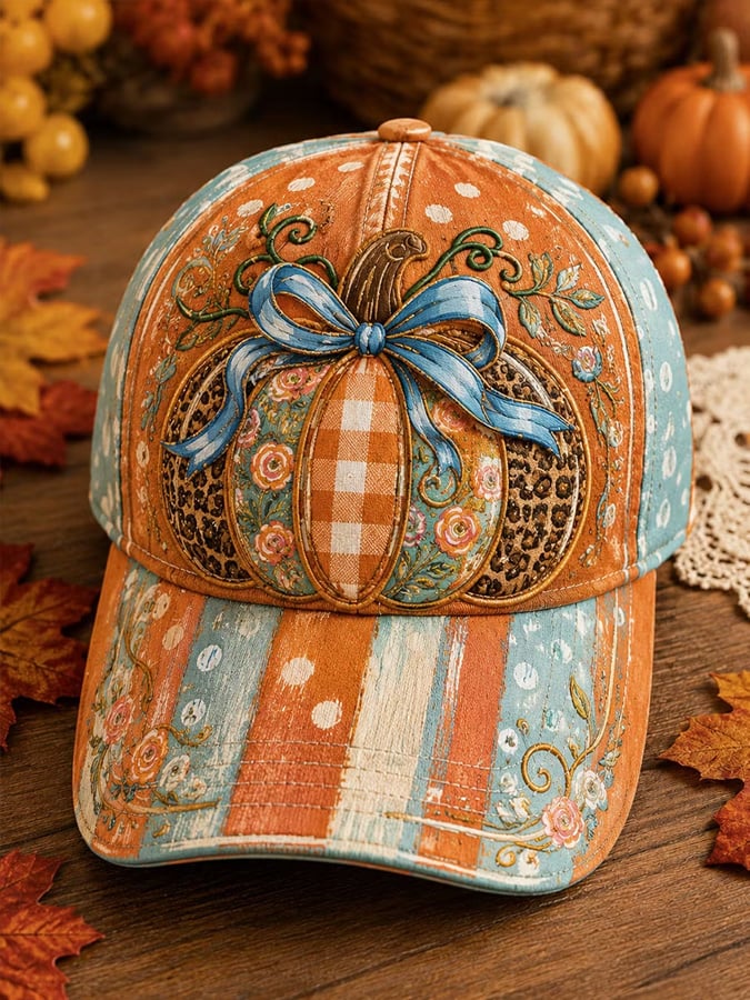 Unisex Autumn Pumpkin Print Hat
