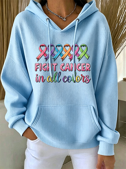 Women'S Cancer Promotion Month Print Hooded Sweatshirt