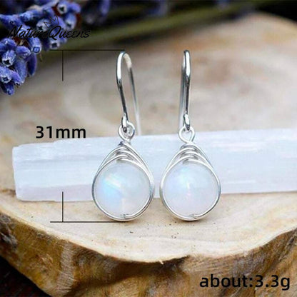 Round winding opal earrings