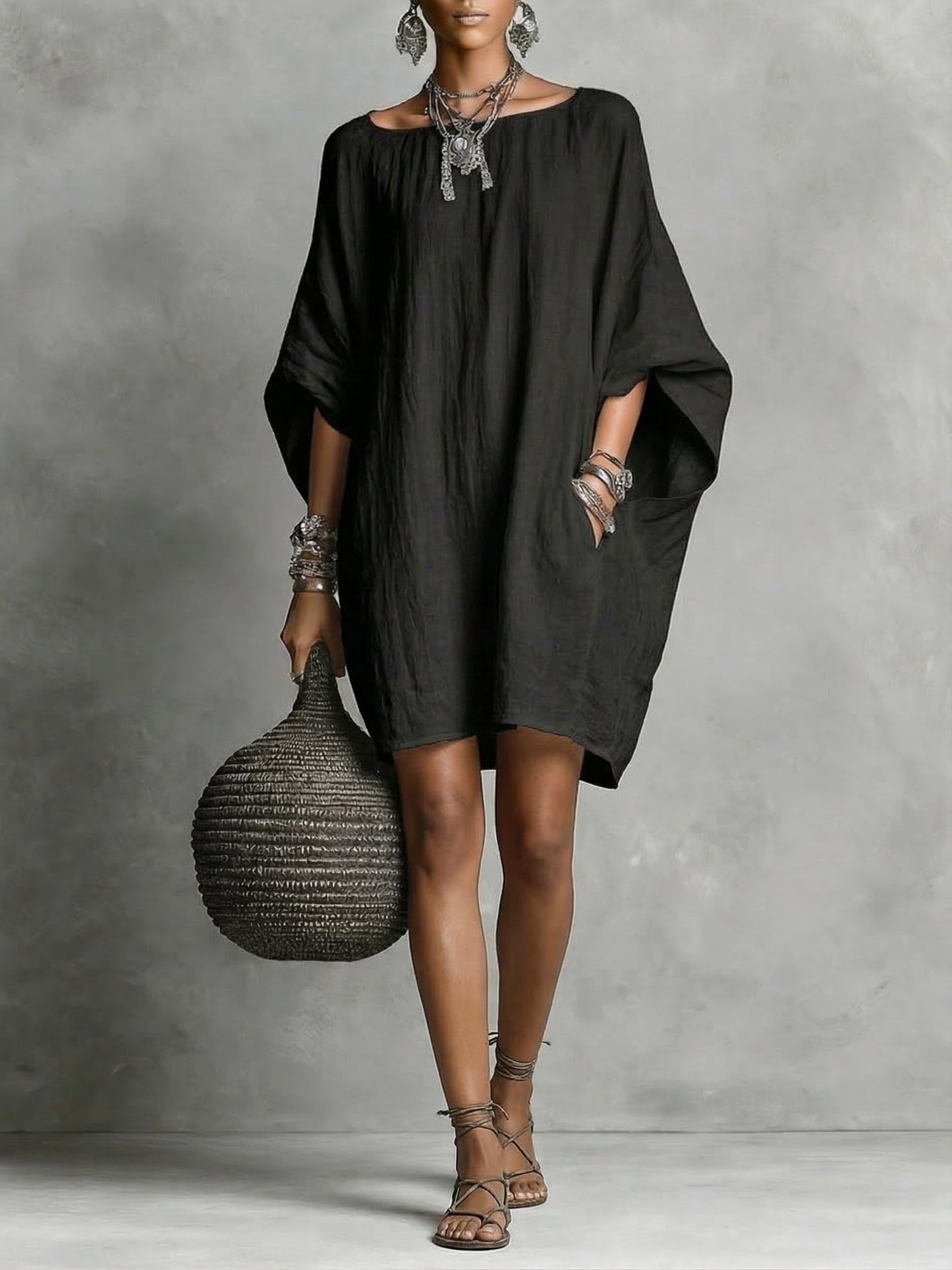 Casual cotton and linen dress