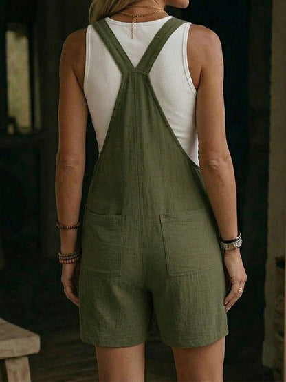 Women's Short-length Cotton Overalls