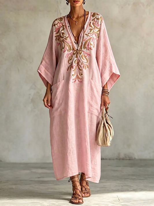 Dreamy Retro Floral Print Cotton-linen Dress