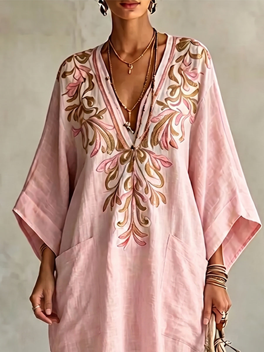 Dreamy Retro Floral Print Cotton-linen Dress
