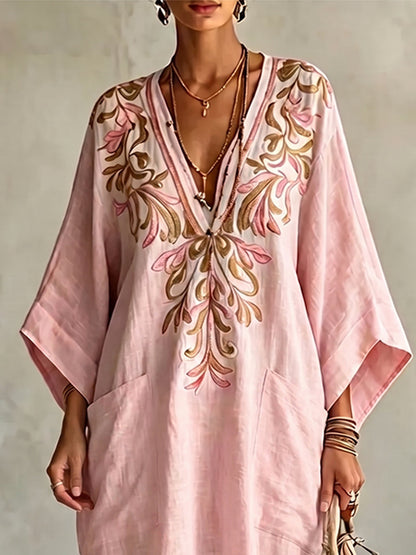 Dreamy Retro Floral Print Cotton-linen Dress