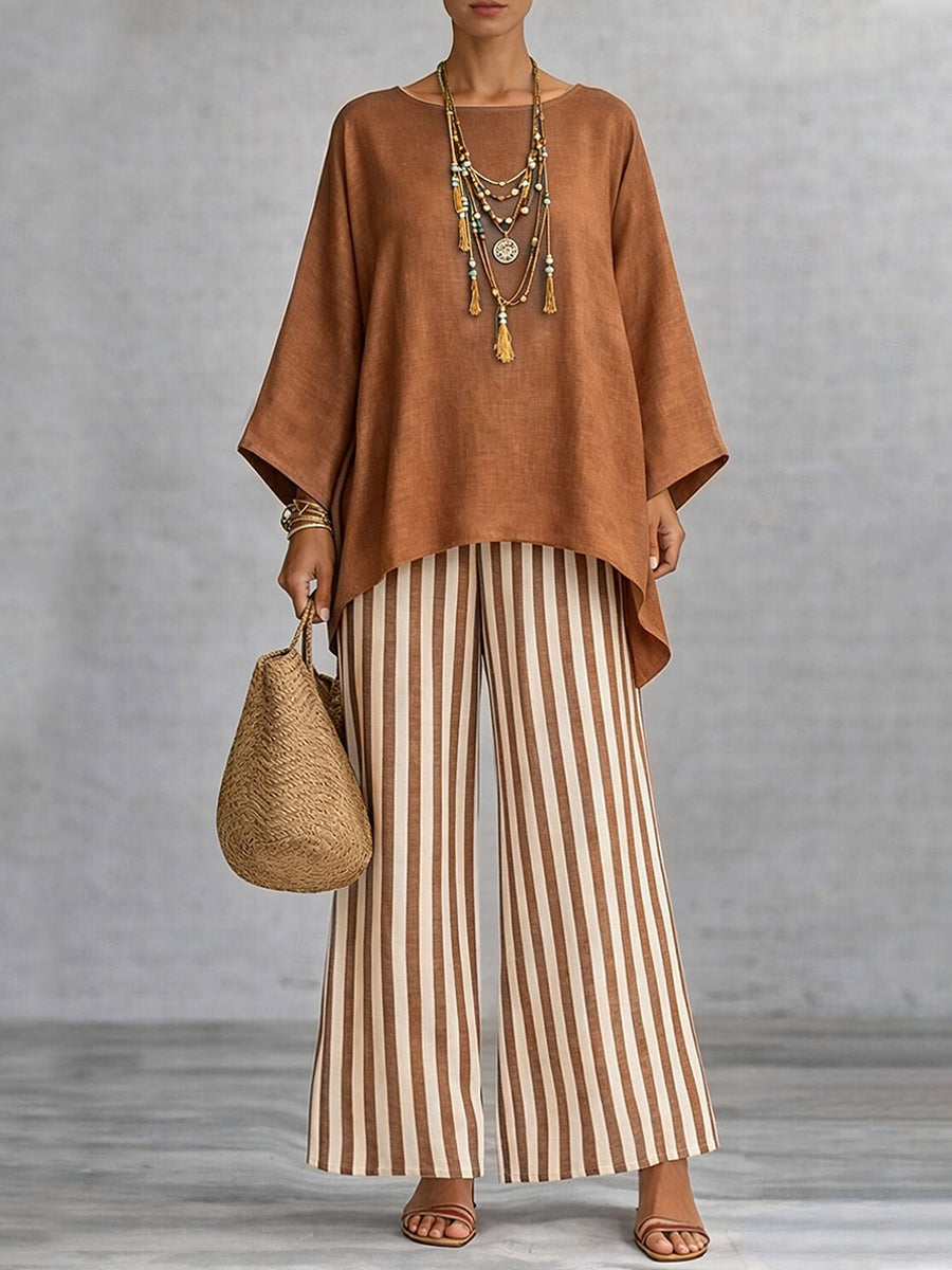 Women's Striped Casual Two-Piece Set