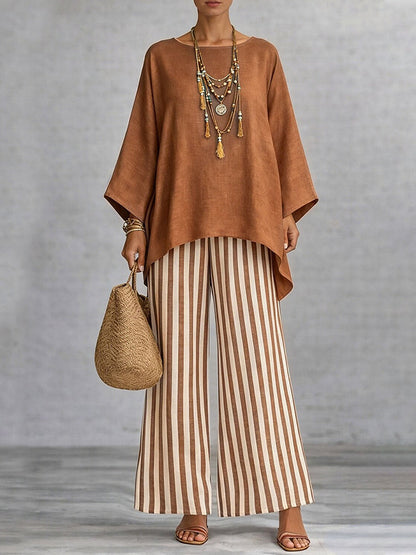 Women's Striped Casual Two-Piece Set