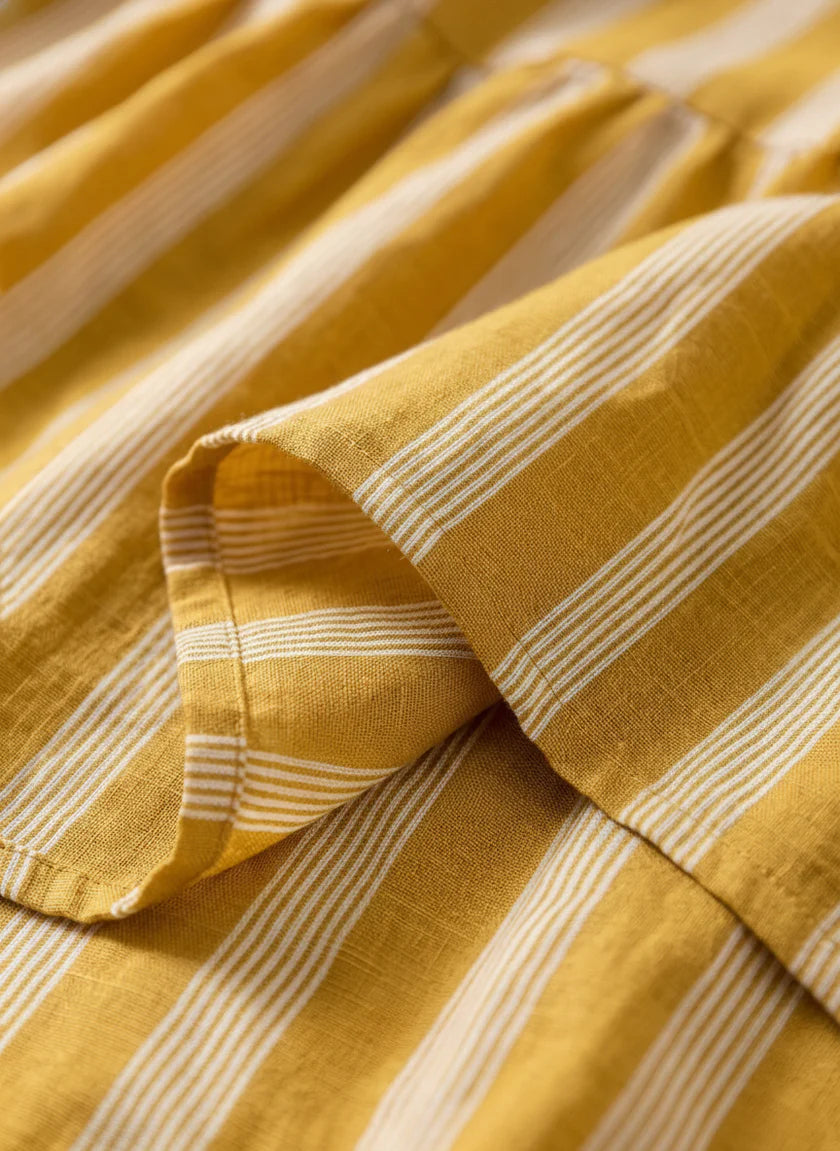 Loose-fit Casual Striped Linen And Cotton Shirt