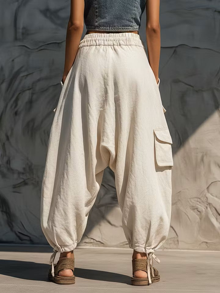 Casual Loose Linen And Cotton Lantern Harem Pants