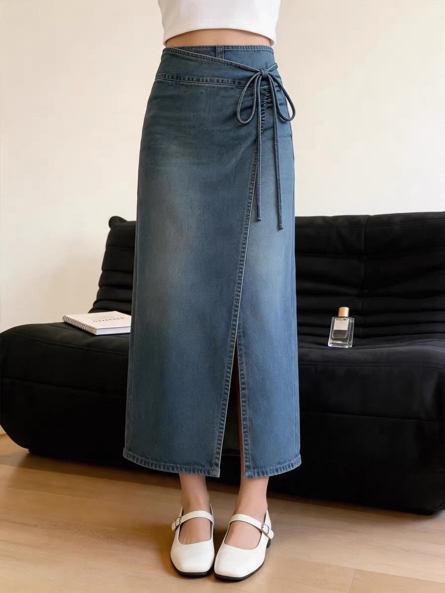 Women's High-waisted Loose-fit Stretchy Denim Skirt
