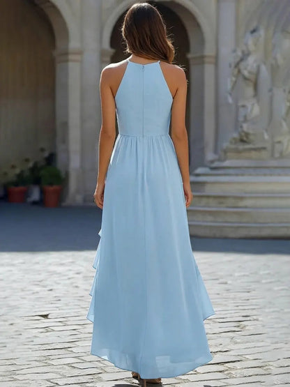 Women's Solid Color Ruffled No Sleeve Art Casual Stylish Dress
