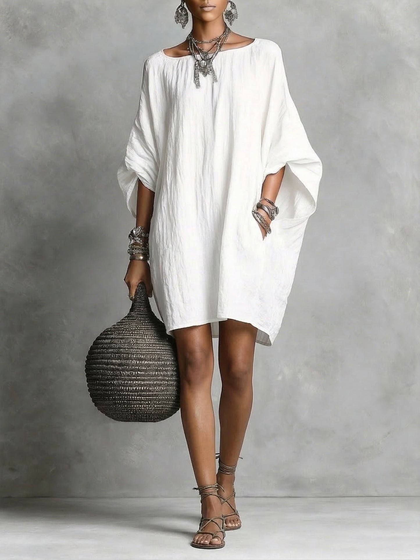 Casual cotton and linen dress