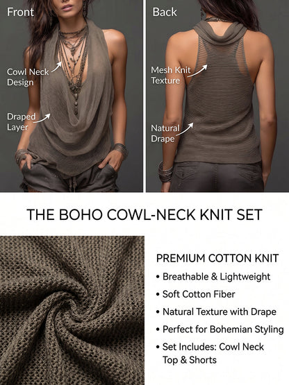 Casual & Sexy Knitted Tank Top Two-piece Set