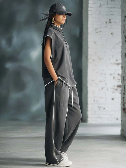 Stylish & Cozy Off-shoulder Sweatshirt With White Trim